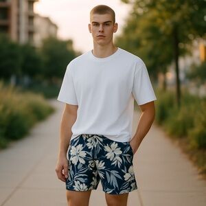Spicy Tuna Navy Floral Men's Board Shorts